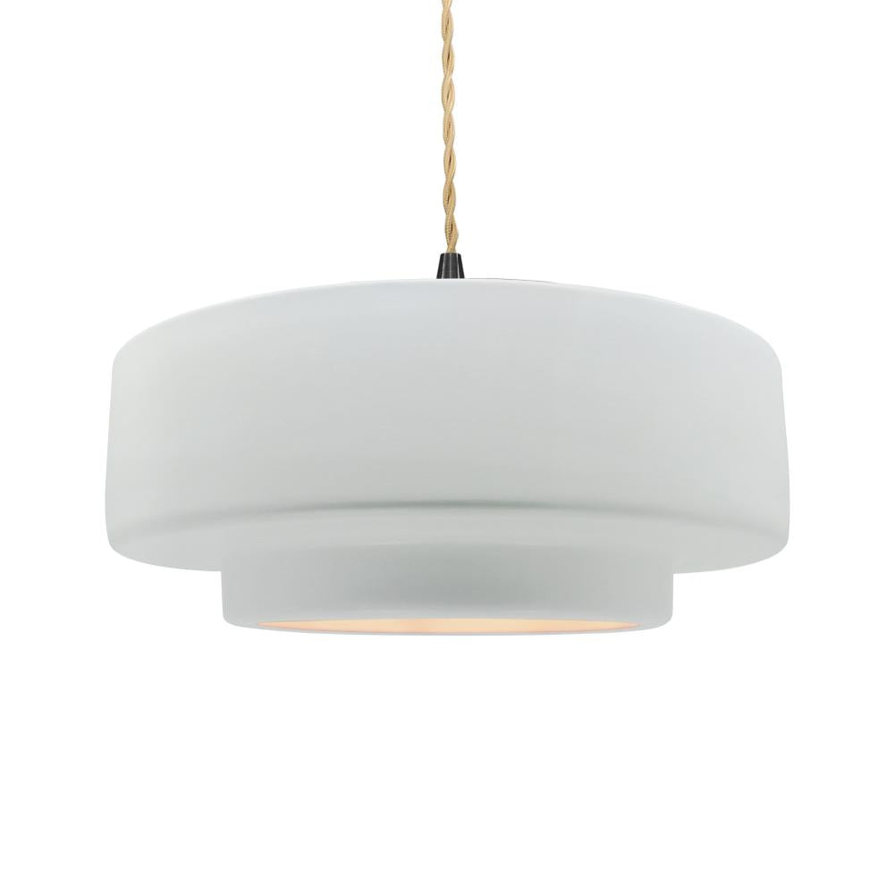 Justice Design Group RADIANCE CER-6545-WHT-MBLK-BEIG-TWST Pendant - Gloss White