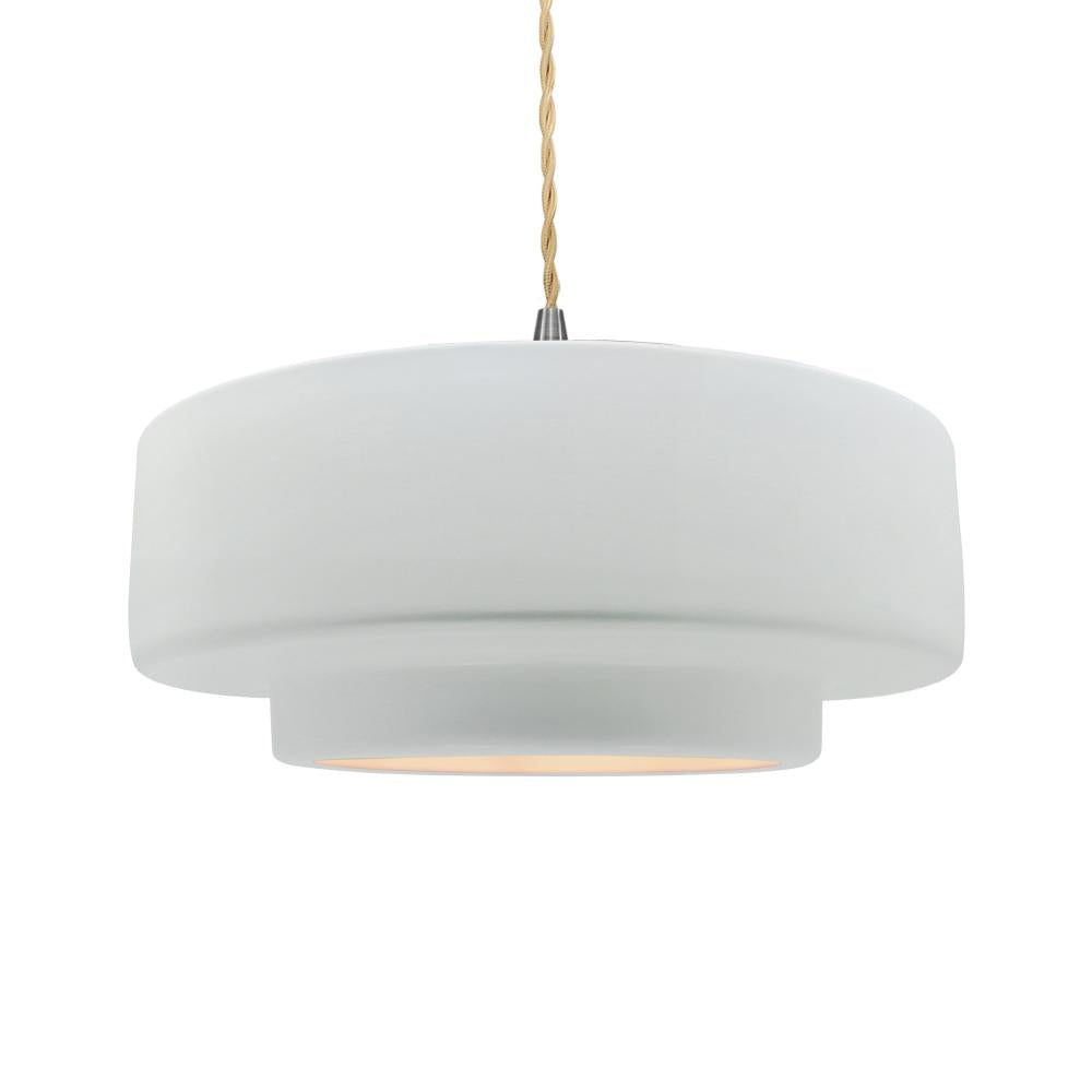 Justice Design Group RADIANCE CER-6545-WHT-NCKL-BEIG-TWST Pendant - Gloss White