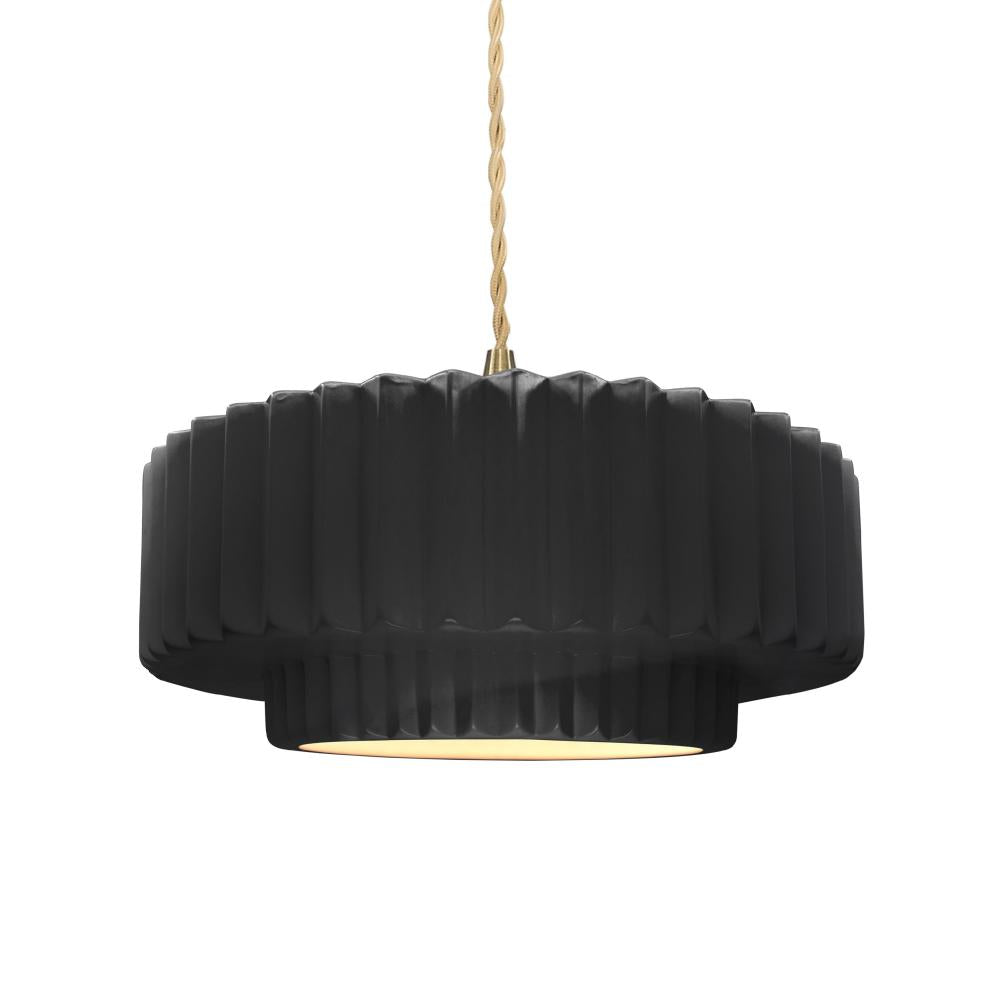 Justice Design Group RADIANCE CER-6553-BLK-BRSS-BEIG-TWST Pendant - Gloss Black