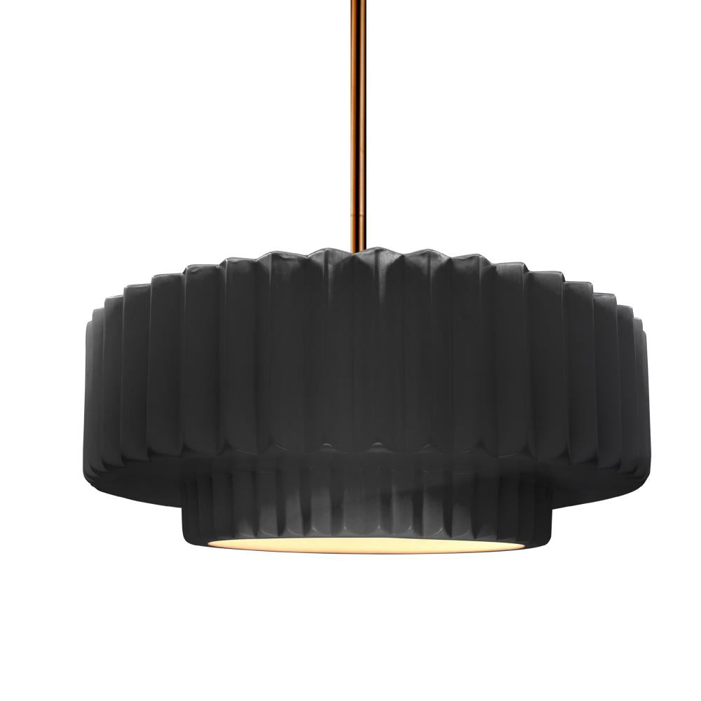 Justice Design Group RADIANCE CER-6553-BKMT-BRSS-RIGID Pendant - Gloss Black With Matte White Internal