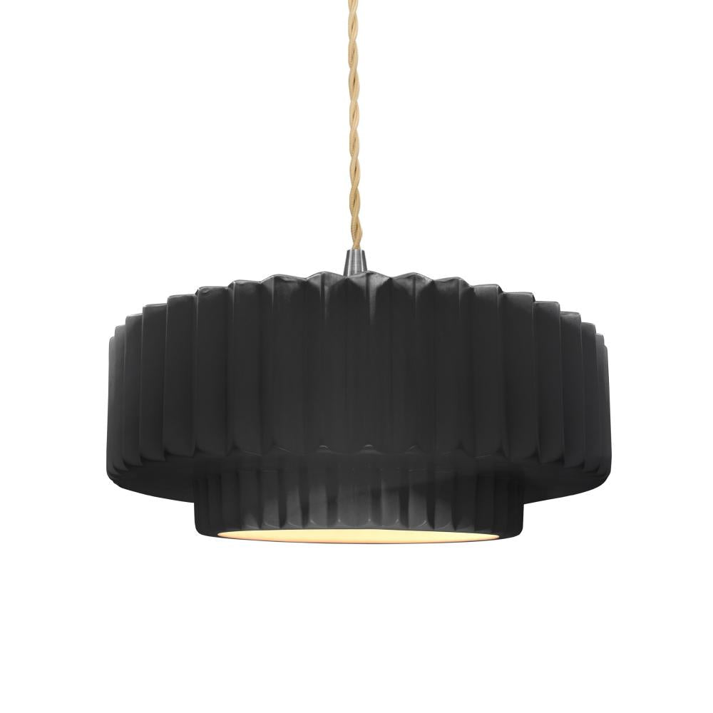 Justice Design Group RADIANCE CER-6553-BKMT-NCKL-BEIG-TWST Pendant - Gloss Black With Matte White Internal