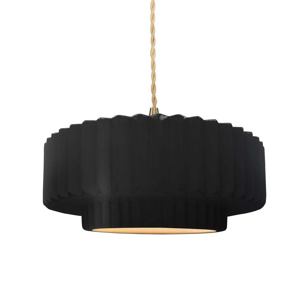 Justice Design Group RADIANCE CER-6553-CBGD-BRSS-BEIG-TWST Pendant - Carbon Matte Black With Champagne Gold Internal