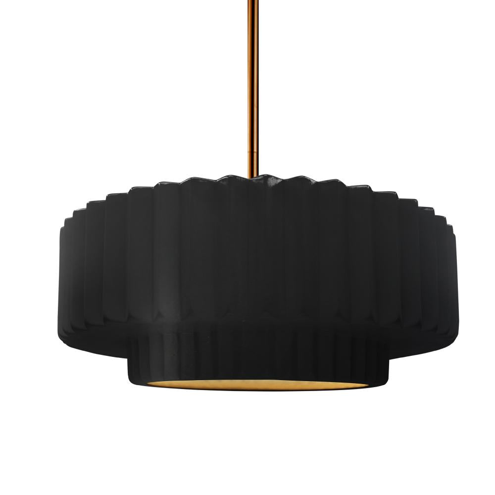 Justice Design Group RADIANCE CER-6553-CBGD-BRSS-RIGID Pendant - Carbon Matte Black With Champagne Gold Internal