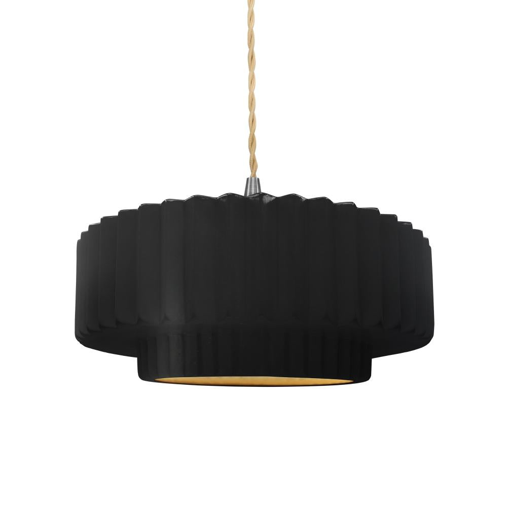 Justice Design Group RADIANCE CER-6553-CBGD-NCKL-BEIG-TWST Pendant - Carbon Matte Black With Champagne Gold Internal