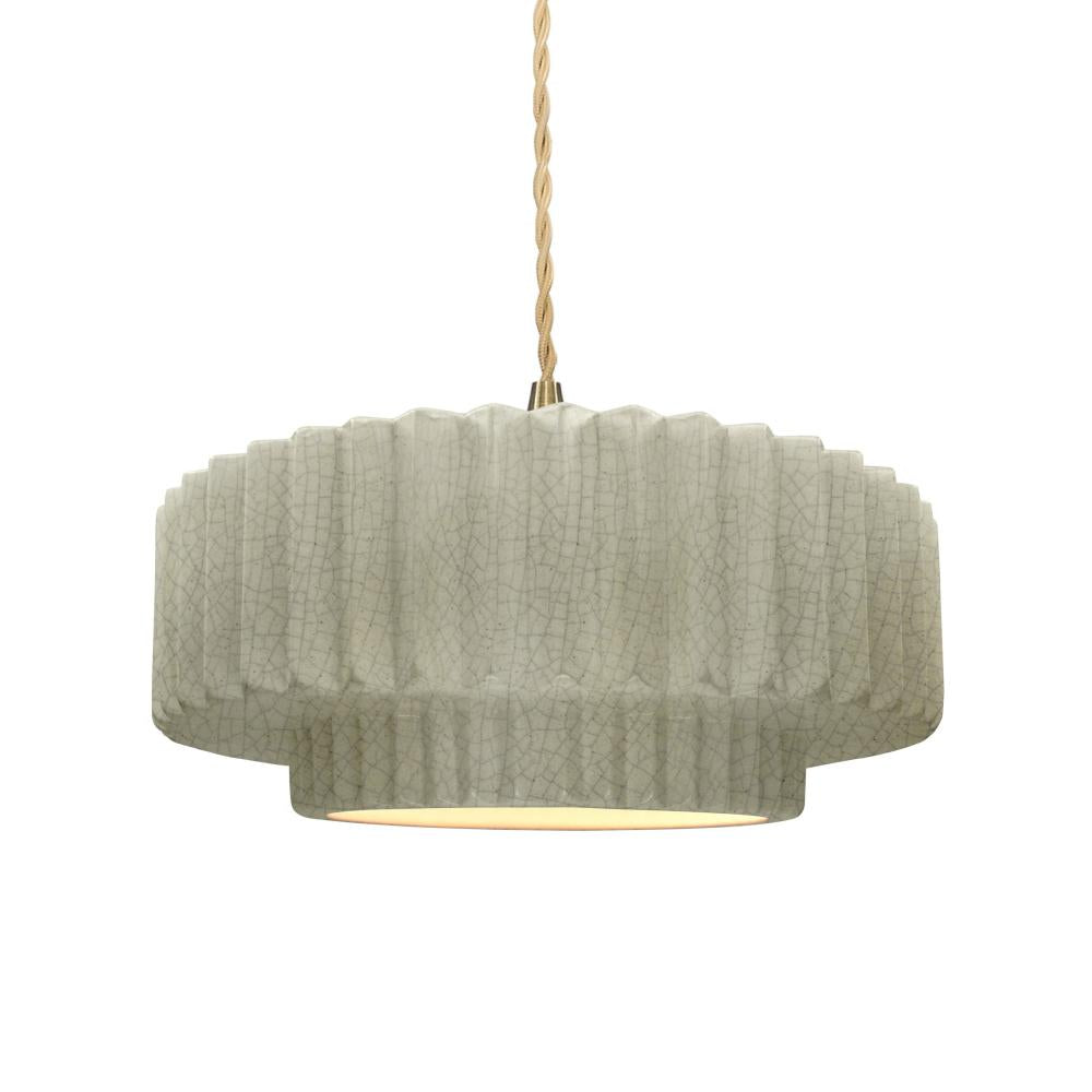 Justice Design Group RADIANCE CER-6553-CKC-BRSS-BEIG-TWST-LED1-700 Pendant - Celadon Green Crackle