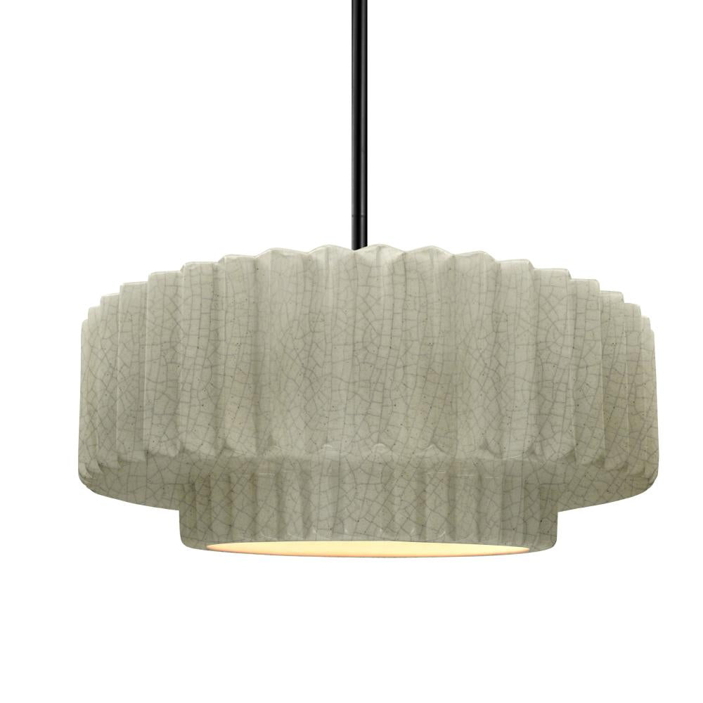 Justice Design Group RADIANCE CER-6553-CKC-MBLK-RIGID Pendant - Celadon Green Crackle