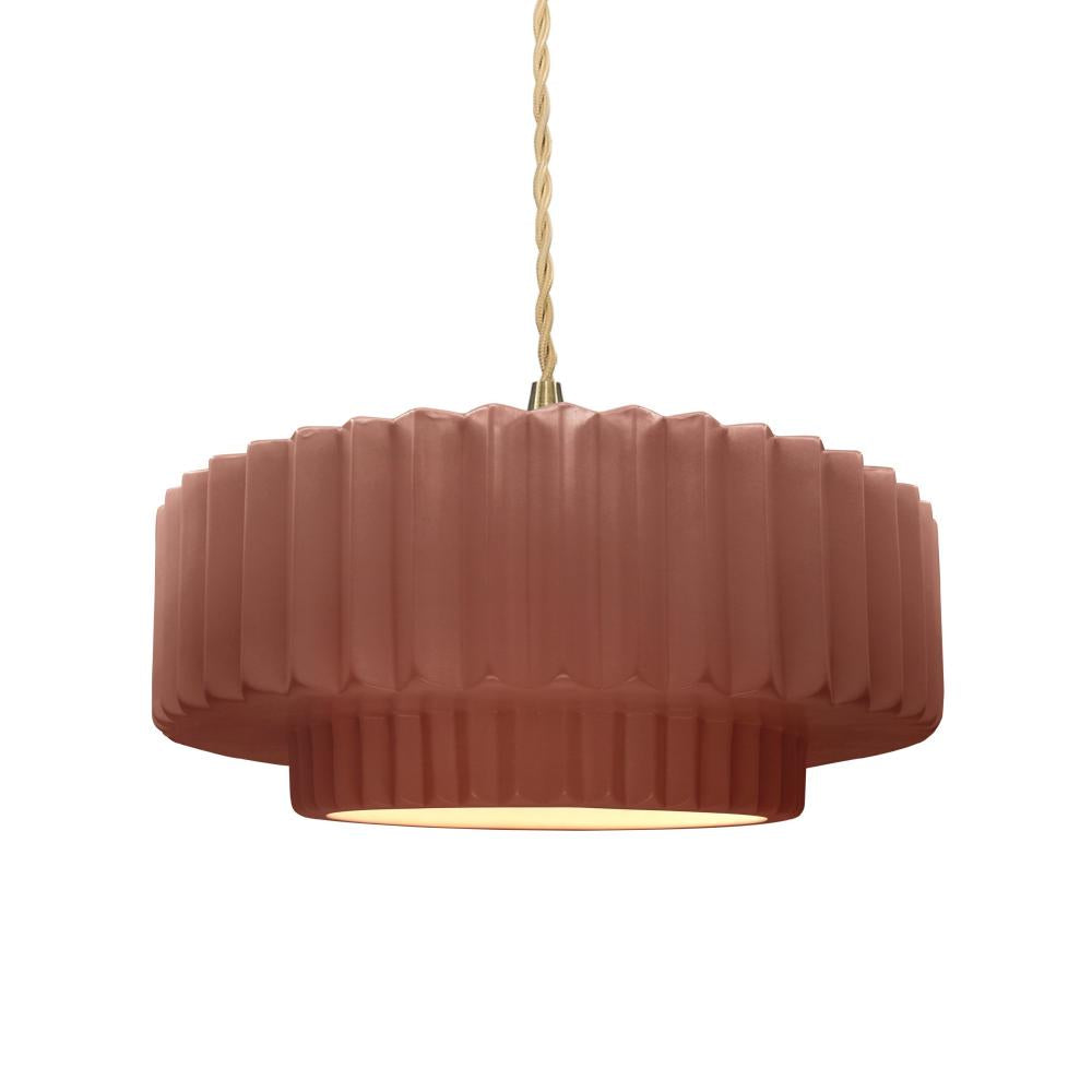 Justice Design Group RADIANCE CER-6553-CLAY-BRSS-BEIG-TWST Pendant - Canyon Clay