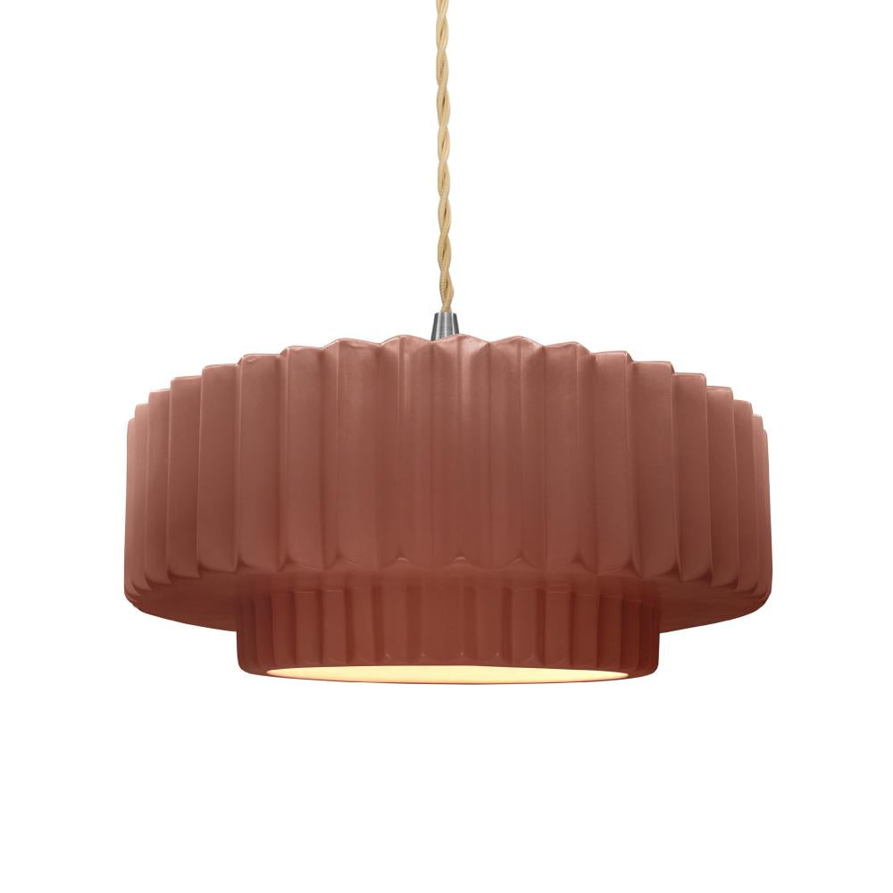 Justice Design Group RADIANCE CER-6553-CLAY-NCKL-BEIG-TWST Pendant - Canyon Clay