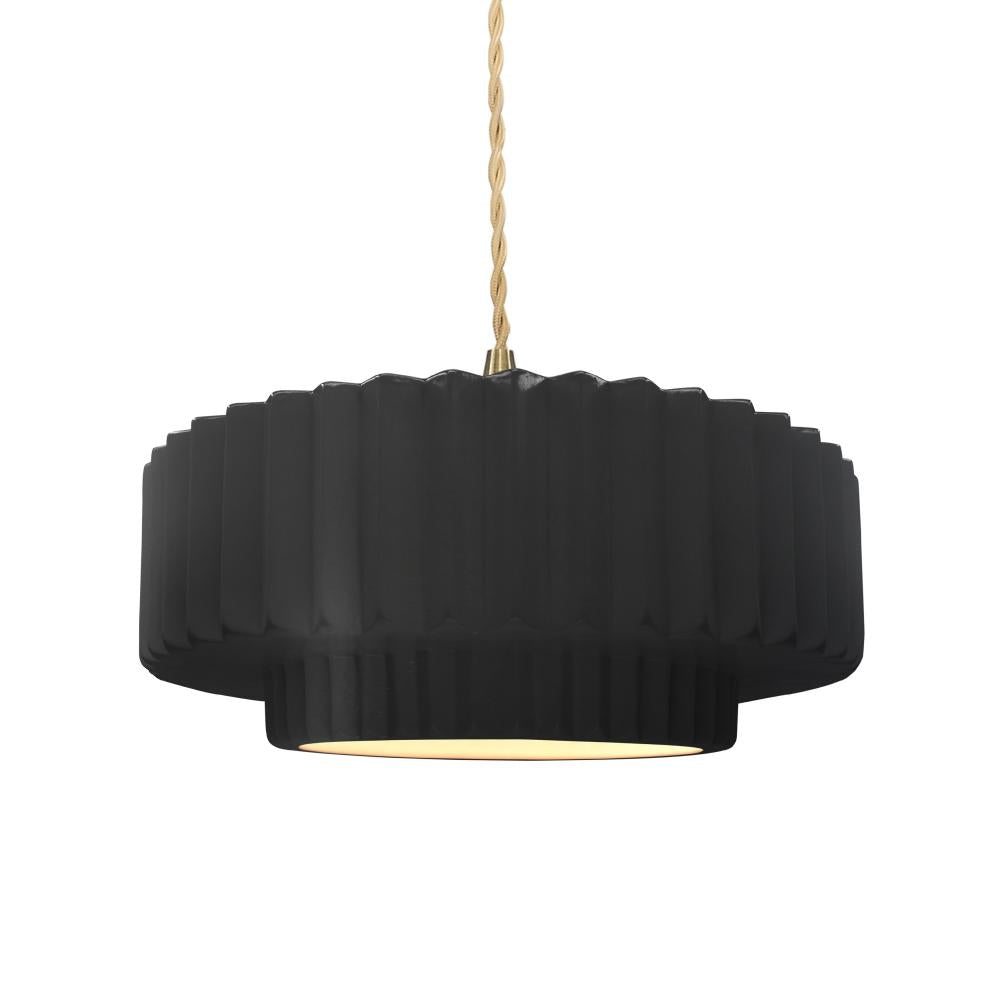 Justice Design Group RADIANCE CER-6553-CRB-BRSS-BEIG-TWST Pendant - Carbon Matte Black