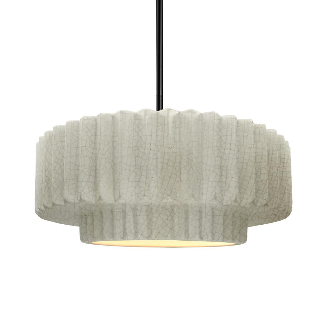 Justice Design Group RADIANCE CER-6553-CRK-MBLK-RIGID Pendant - White Crackle