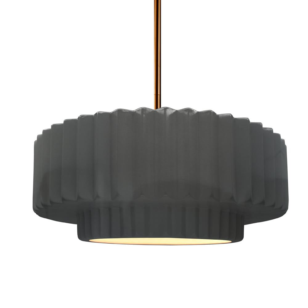 Justice Design Group RADIANCE CER-6553-GRY-BRSS-RIGID Pendant - Gloss Grey