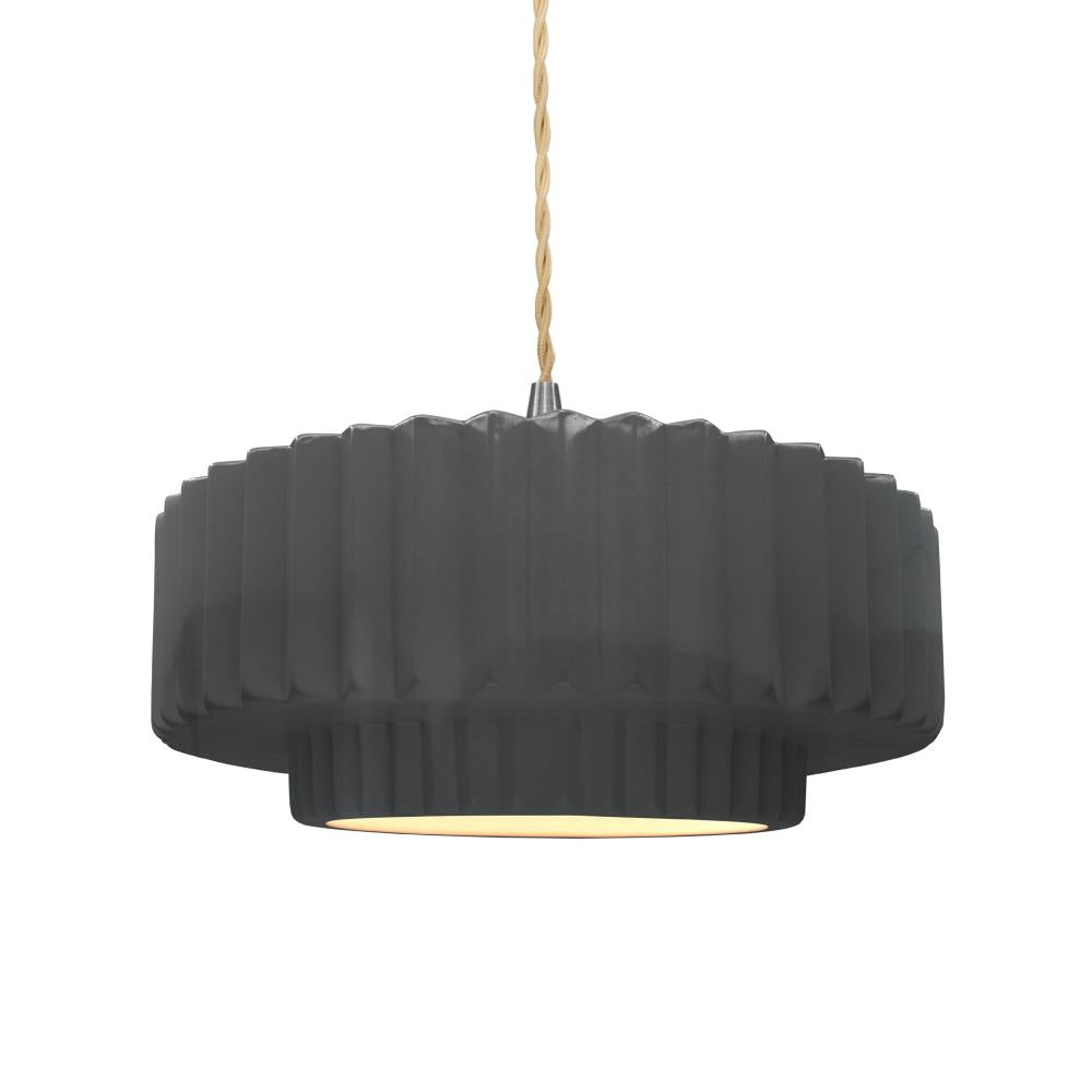 Justice Design Group RADIANCE CER-6553-GRY-NCKL-BEIG-TWST Pendant - Gloss Grey