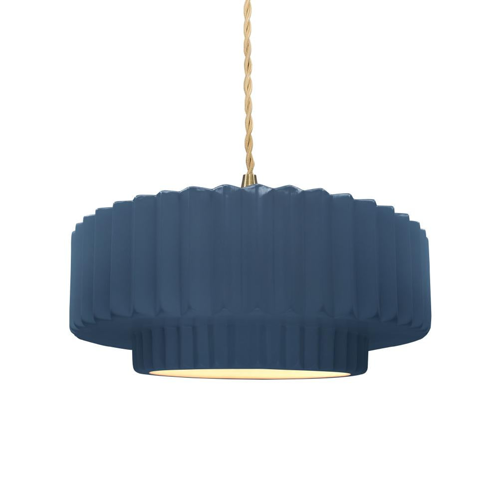 Justice Design Group RADIANCE CER-6553-MDMT-BRSS-BEIG-TWST Pendant - Midnight Sky With Matte White Internal