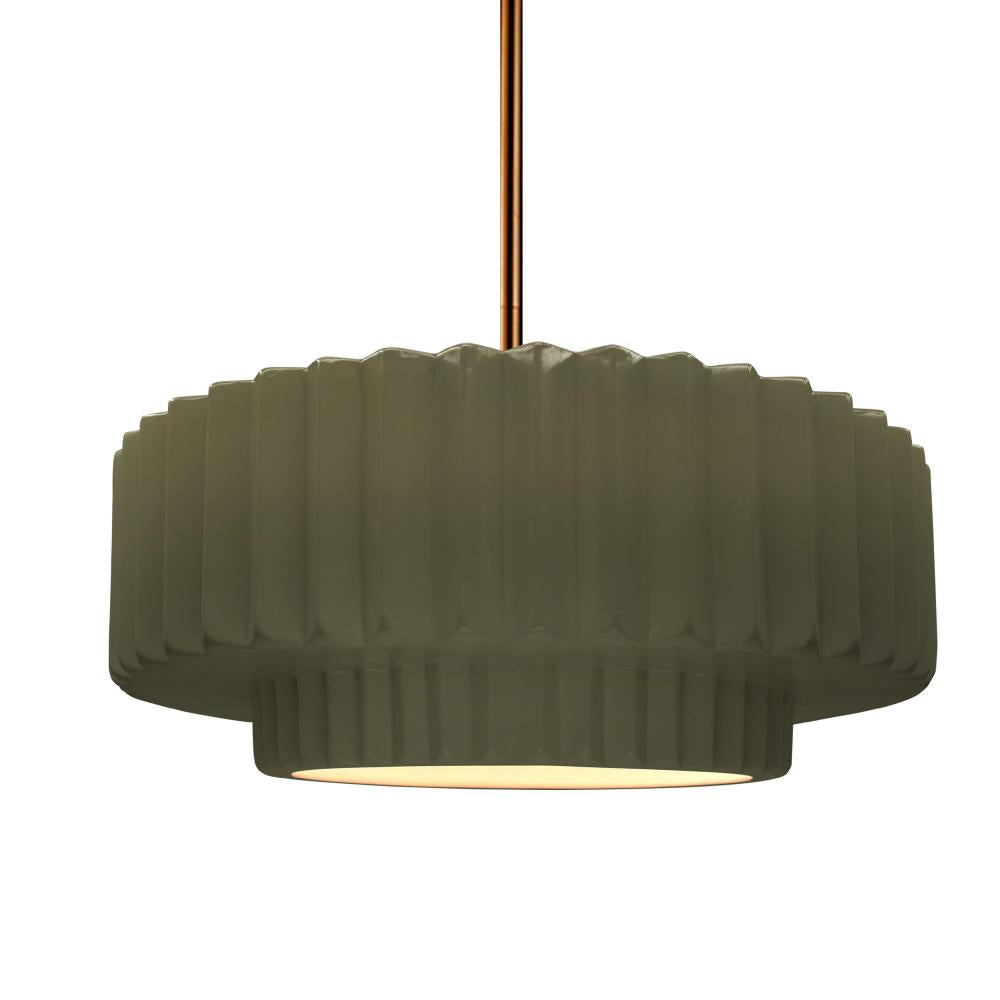 Justice Design Group RADIANCE CER-6553-MGRN-BRSS-RIGID Pendant - Matte Green