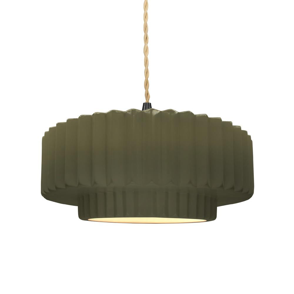 Justice Design Group RADIANCE CER-6553-MGRN-MBLK-BEIG-TWST Pendant - Matte Green