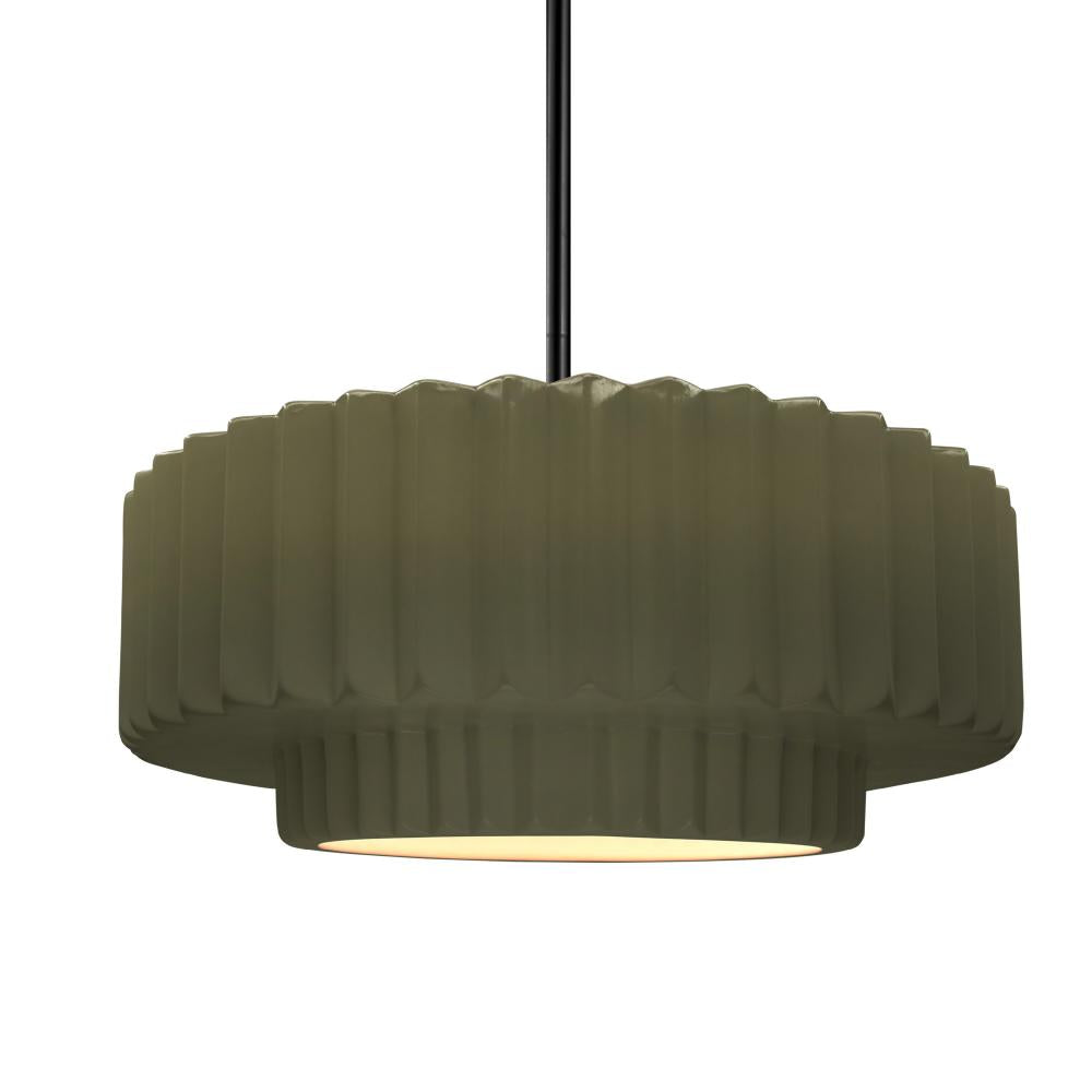 Justice Design Group RADIANCE CER-6553-MGRN-MBLK-RIGID Pendant - Matte Green