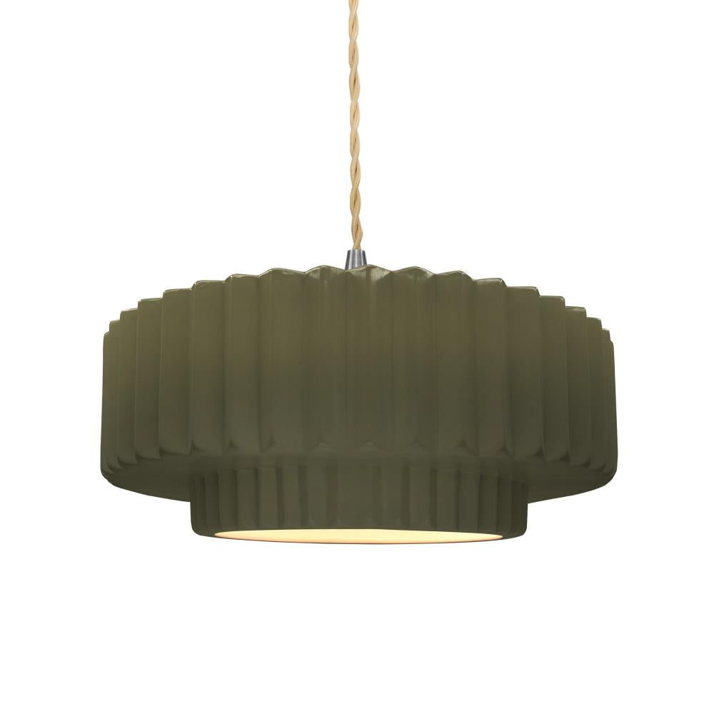 Justice Design Group RADIANCE CER-6553-MGRN-NCKL-BEIG-TWST Pendant - Matte Green