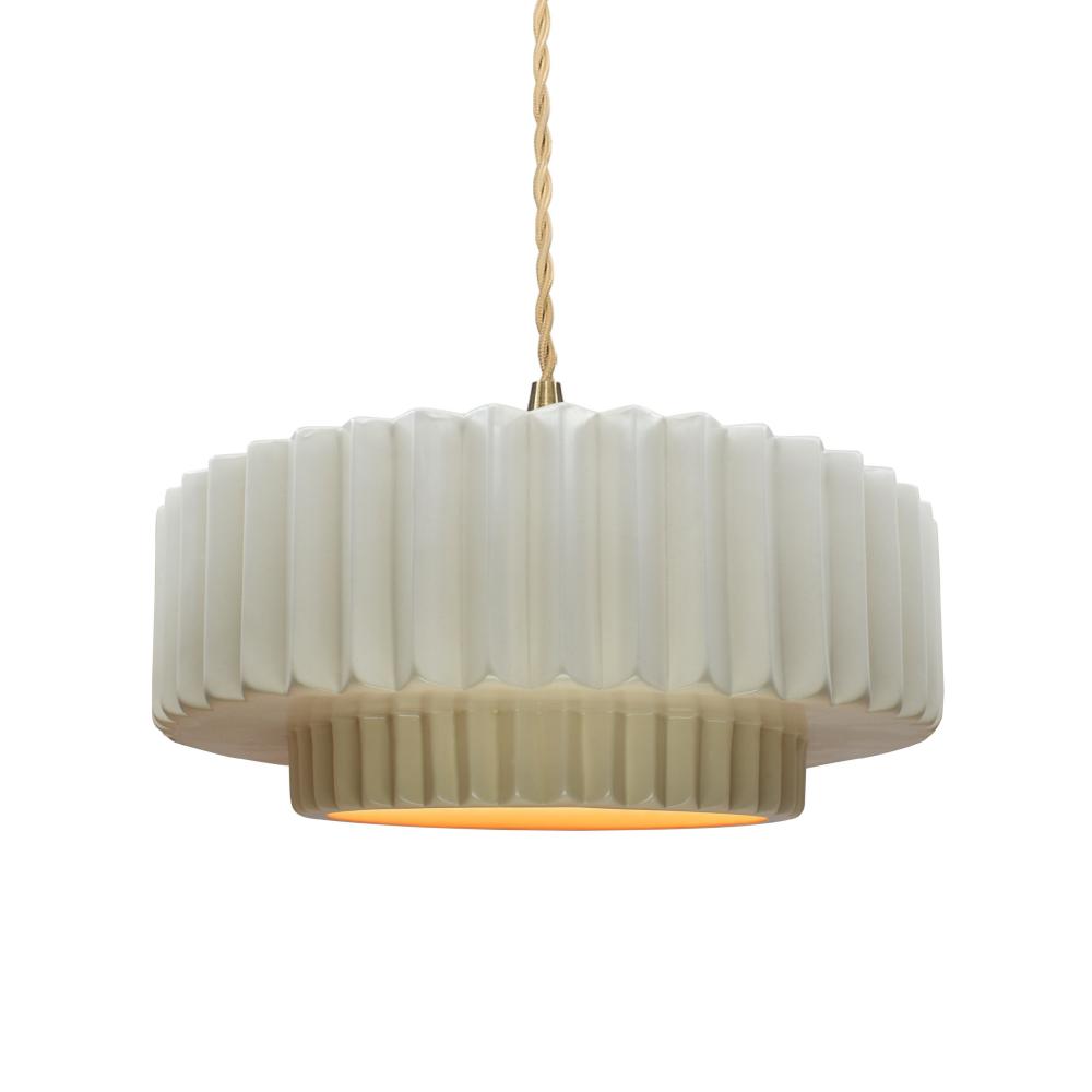 Justice Design Group RADIANCE CER-6553-MTGD-BRSS-BEIG-TWST Pendant - Matte White With Champagne Gold Internal