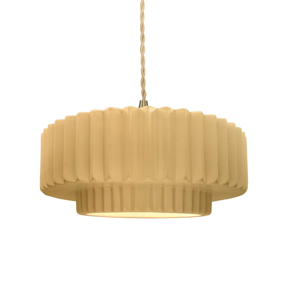 Justice Design Group RADIANCE CER-6553-MYLW-BRSS-BEIG-TWST Pendant - Muted Yellow