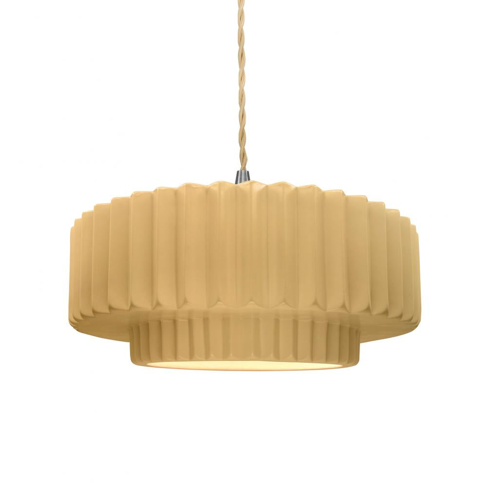 Justice Design Group RADIANCE CER-6553-MYLW-NCKL-BEIG-TWST Pendant - Muted Yellow