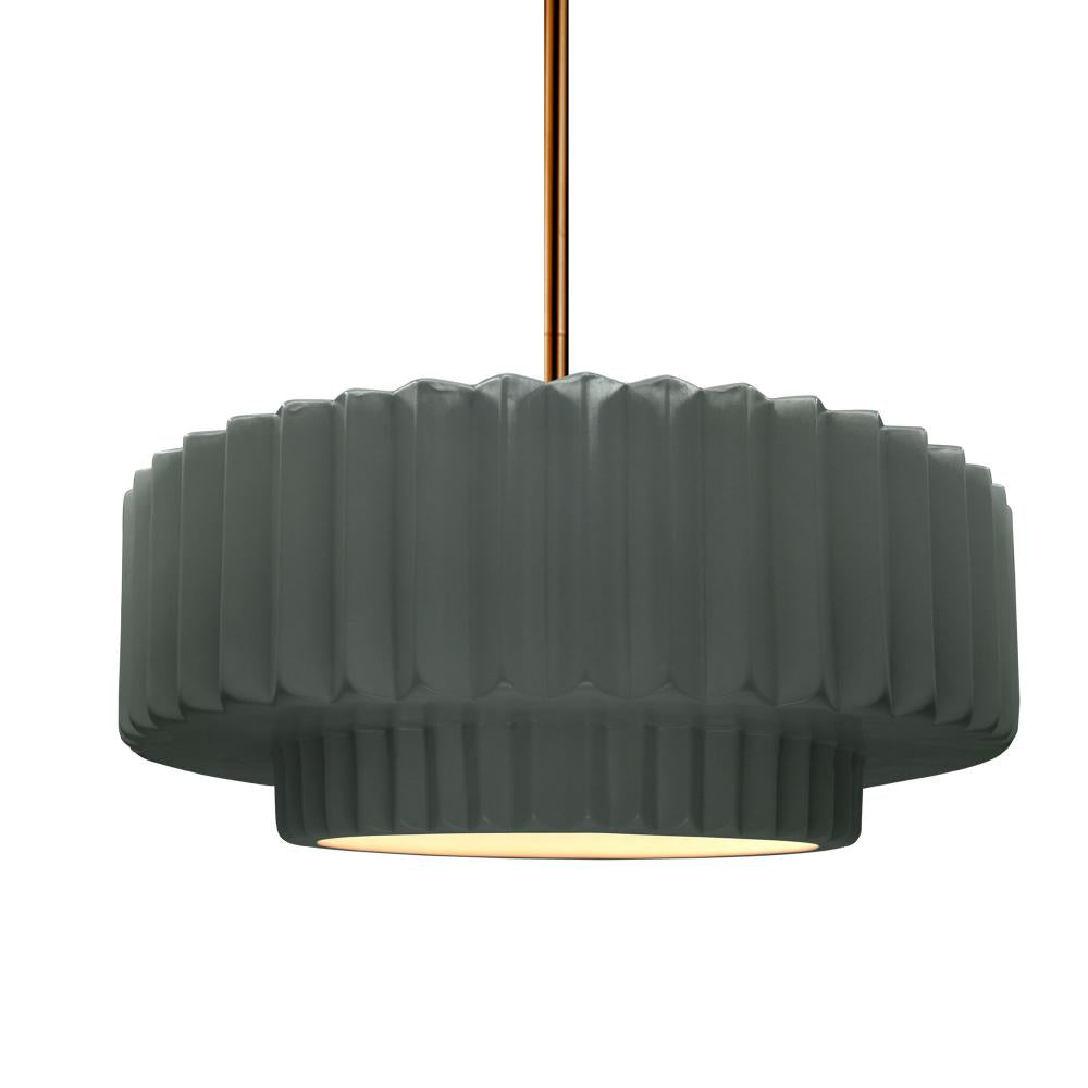 Justice Design Group RADIANCE CER-6553-PWGN-BRSS-RIGID Pendant - Pewter Green