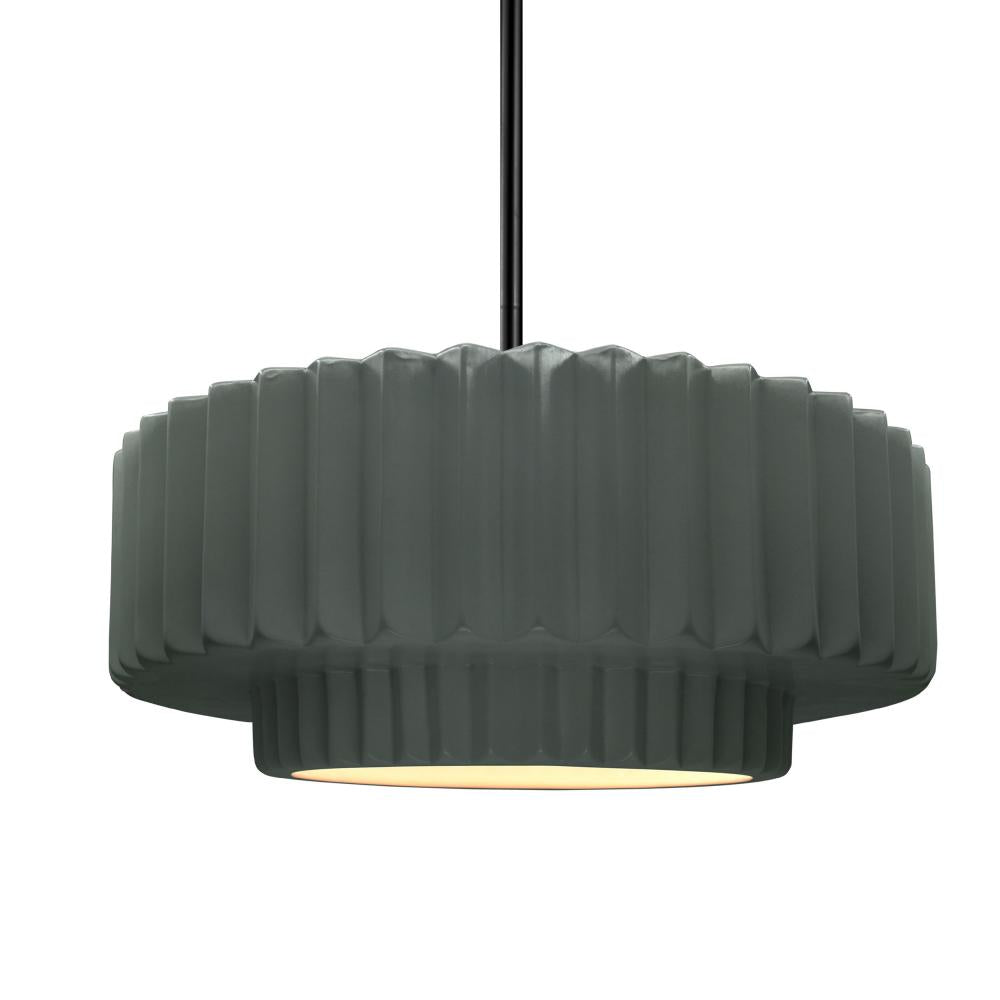 Justice Design Group RADIANCE CER-6553-PWGN-MBLK-RIGID Pendant - Pewter Green