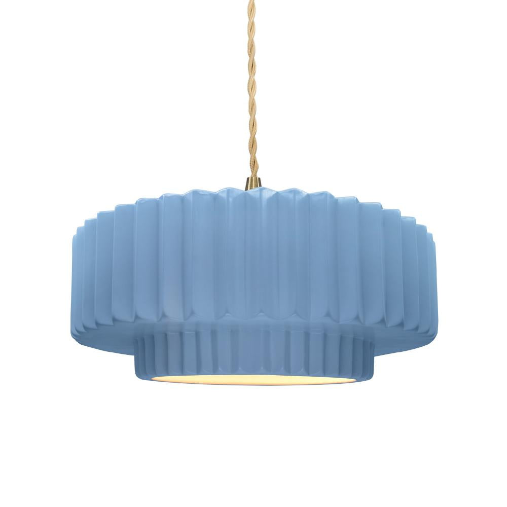 Justice Design Group RADIANCE CER-6553-SKBL-BRSS-BEIG-TWST Pendant - Sky Blue