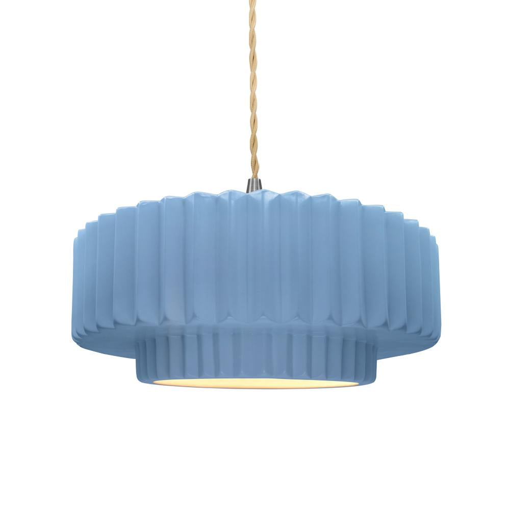 Justice Design Group RADIANCE CER-6553-SKBL-NCKL-BEIG-TWST Pendant - Sky Blue