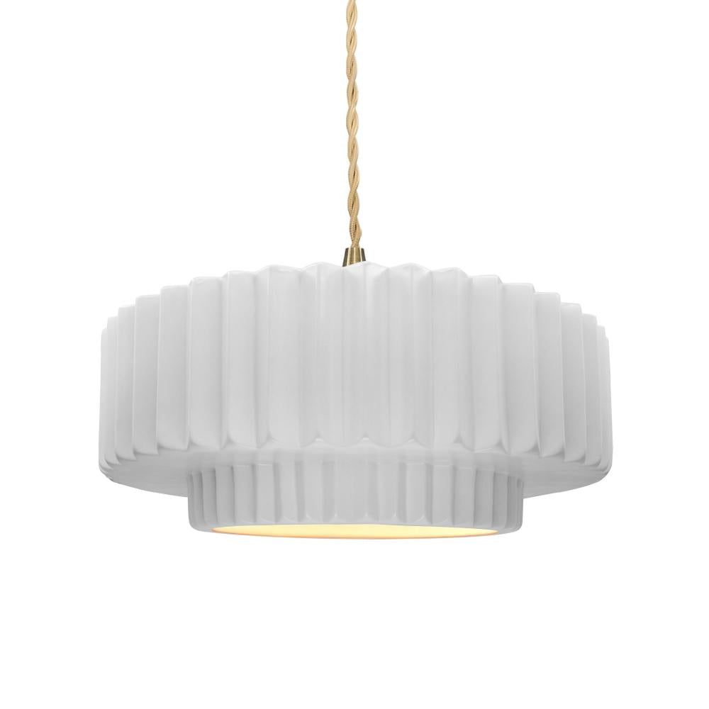 Justice Design Group RADIANCE CER-6553-WTWT-BRSS-BEIG-TWST Pendant - Gloss White