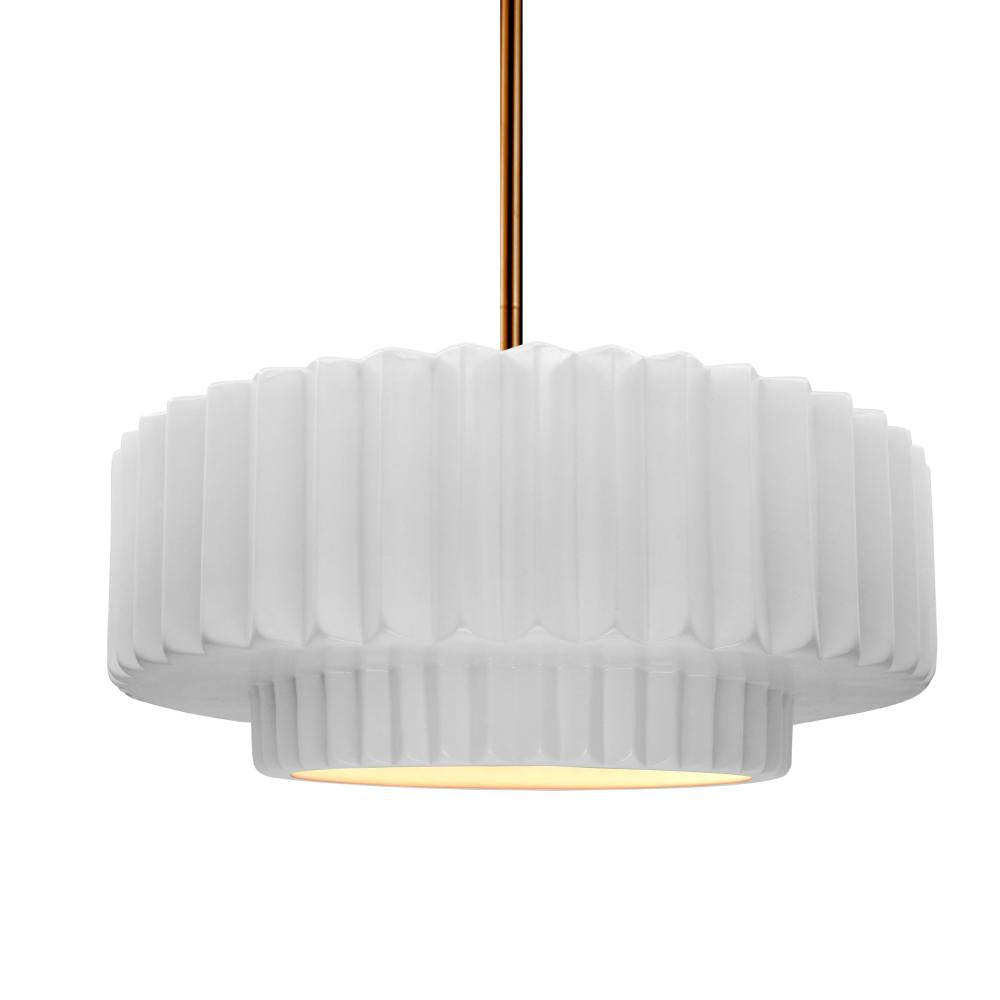 Justice Design Group RADIANCE CER-6553-WHT-BRSS-RIGID Pendant - Gloss White