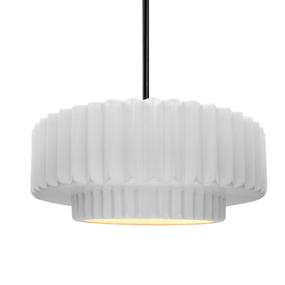 Justice Design Group RADIANCE CER-6553-WTWT-MBLK-RIGID Pendant - Gloss White