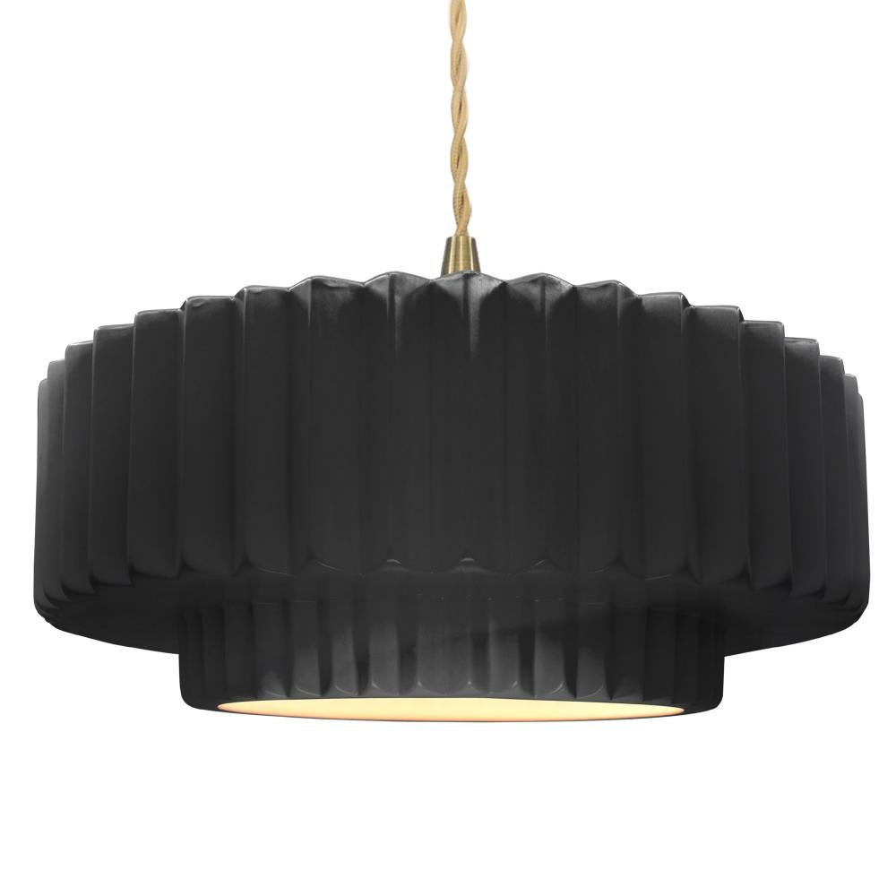 Justice Design Group RADIANCE CER-6555-BKMT-BRSS-BEIG-TWST Pendant - Gloss Black With Matte White Internal