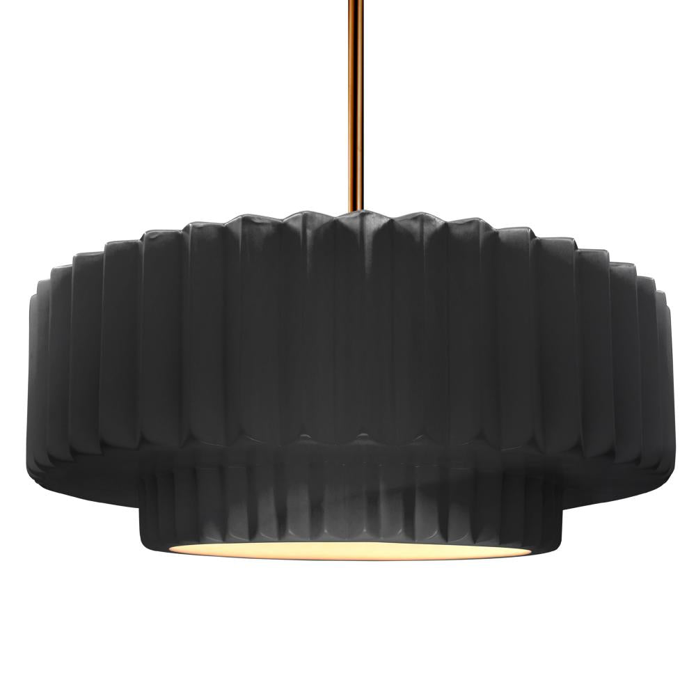 Justice Design Group RADIANCE CER-6555-BKMT-BRSS-RIGID Pendant - Gloss Black With Matte White Internal