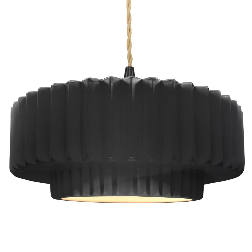 Justice Design Group RADIANCE CER-6555-BKMT-MBLK-BEIG-TWST Pendant - Gloss Black With Matte White Internal