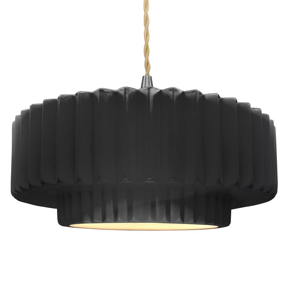 Justice Design Group RADIANCE CER-6555-BKMT-NCKL-BEIG-TWST Pendant - Gloss Black With Matte White Internal