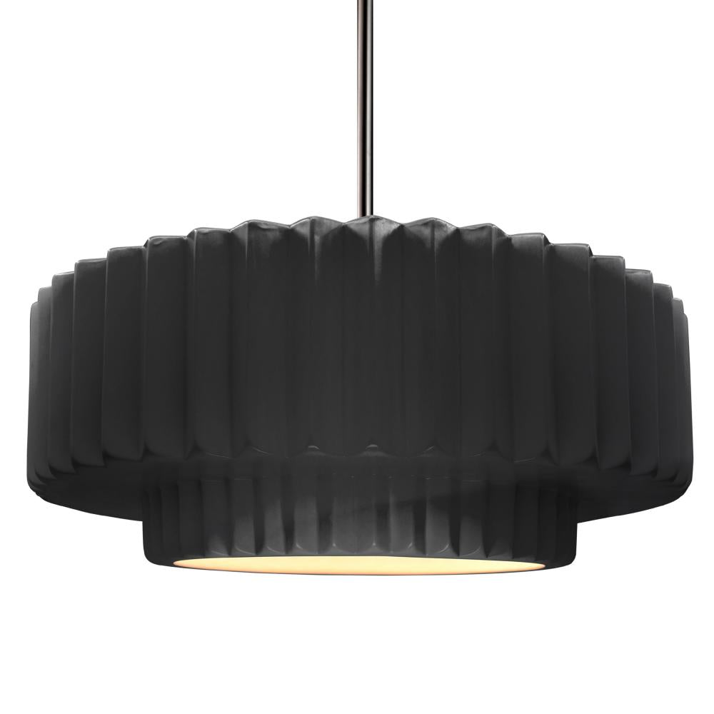 Justice Design Group RADIANCE CER-6555-BKMT-NCKL-RIGID Pendant - Gloss Black With Matte White Internal