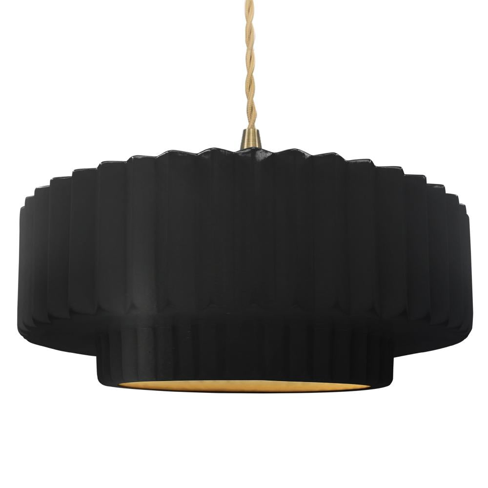 Justice Design Group RADIANCE CER-6555-CBGD-BRSS-BEIG-TWST Pendant - Carbon Matte Black With Champagne Gold Internal