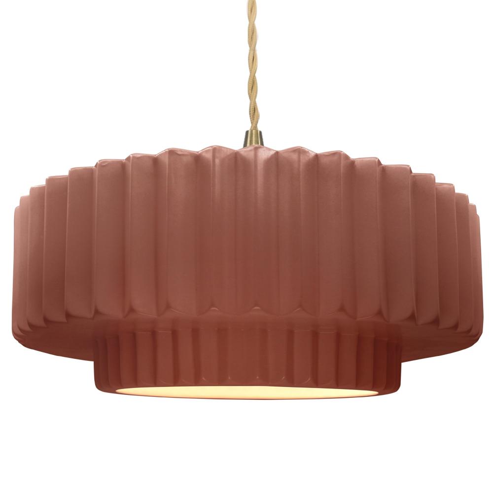 Justice Design Group RADIANCE CER-6555-CLAY-BRSS-BEIG-TWST Pendant - Canyon Clay