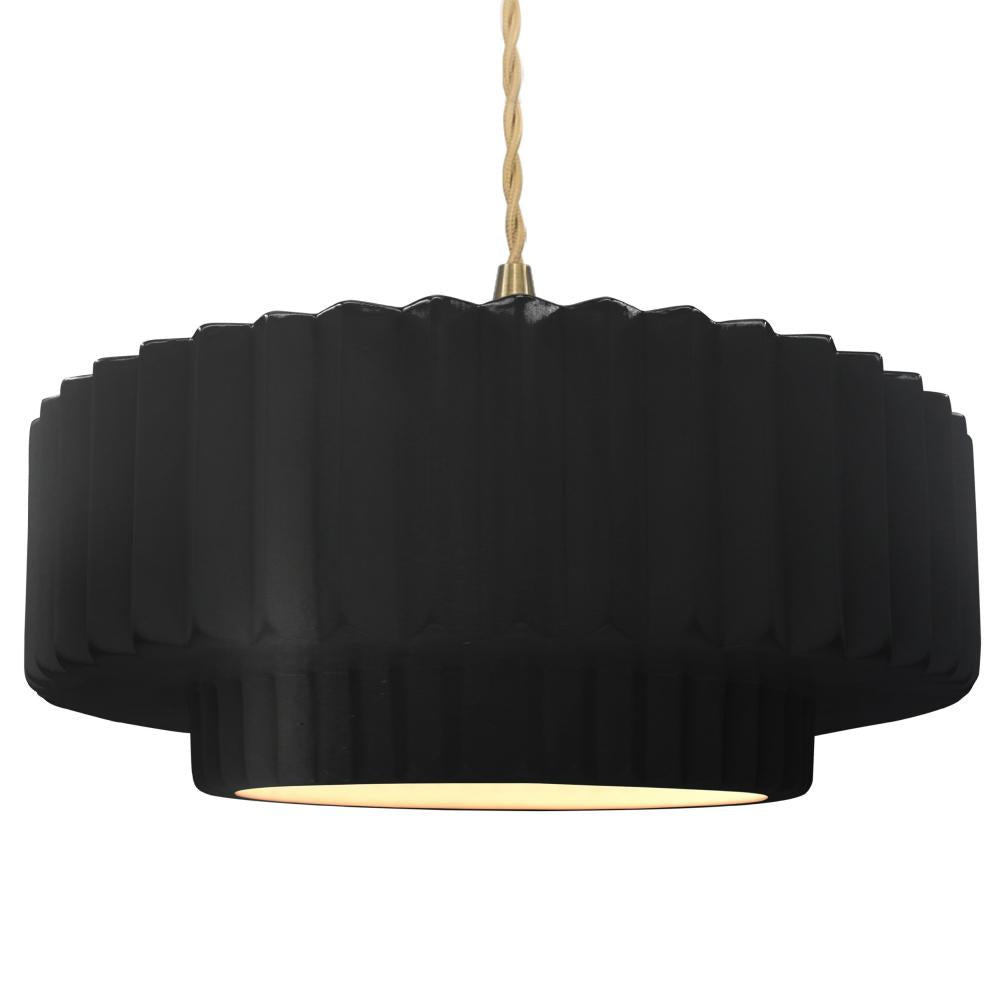 Justice Design Group RADIANCE CER-6555-CRB-BRSS-BEIG-TWST Pendant - Carbon Matte Black