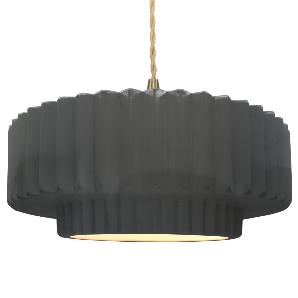 Justice Design Group RADIANCE CER-6555-GRY-BRSS-BEIG-TWST Pendant - Gloss Grey