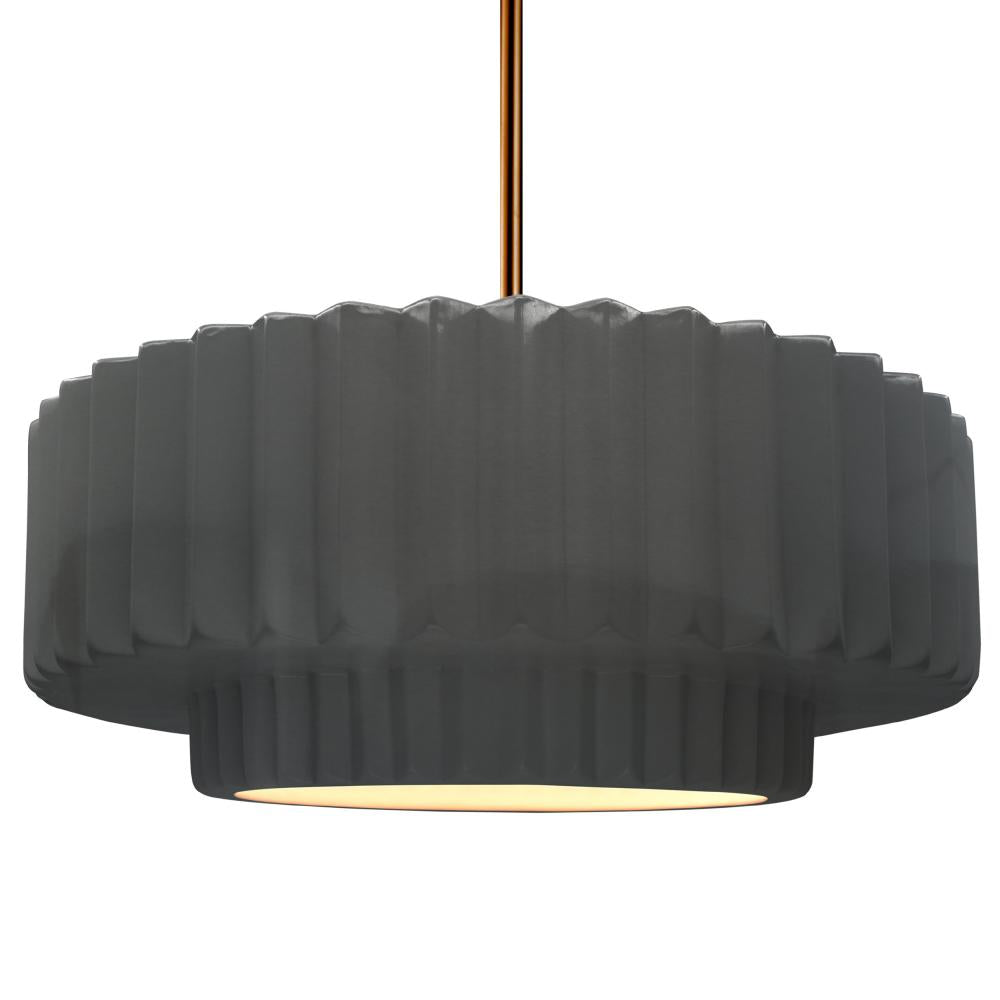 Justice Design Group RADIANCE CER-6555-GRY-BRSS-RIGID Pendant - Gloss Grey