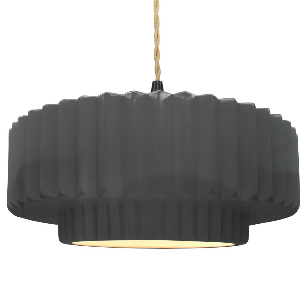 Justice Design Group RADIANCE CER-6555-GRY-MBLK-BEIG-TWST Pendant - Gloss Grey