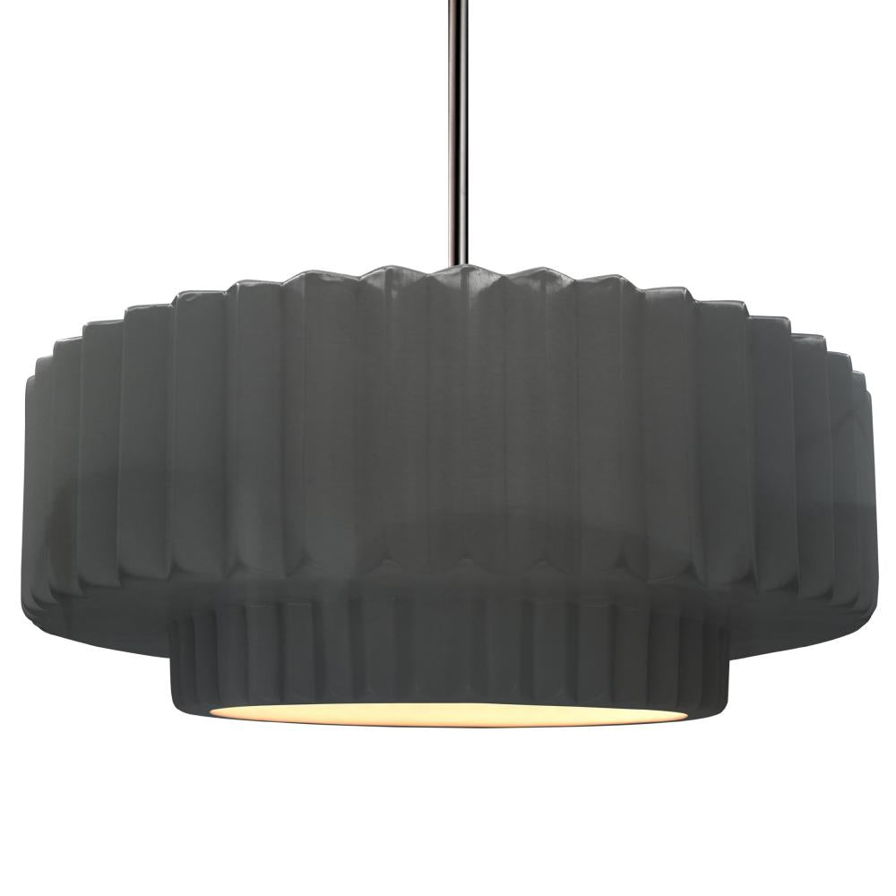 Justice Design Group RADIANCE CER-6555-GRY-NCKL-RIGID Pendant - Gloss Grey