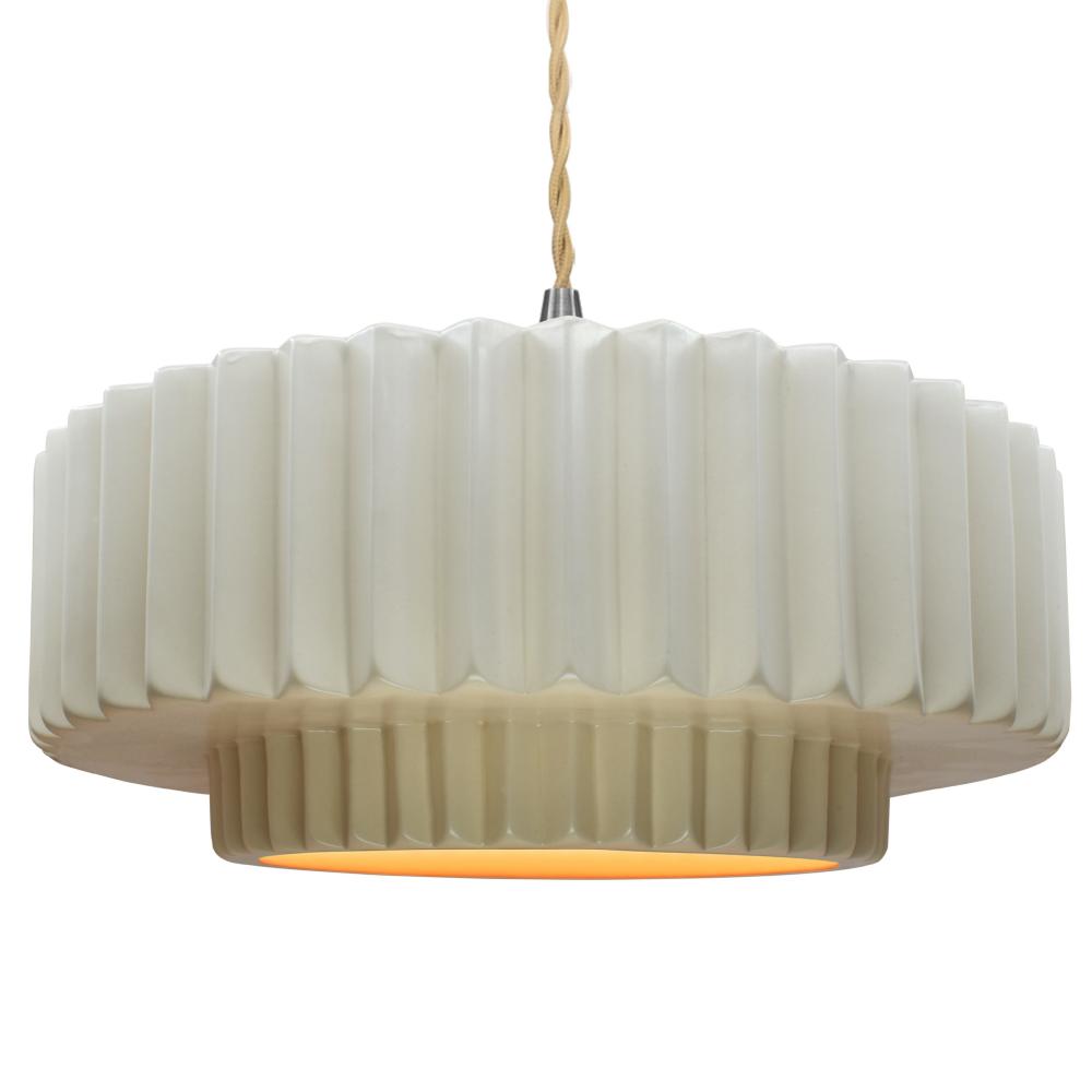 Justice Design Group RADIANCE CER-6555-MTGD-NCKL-BEIG-TWST Pendant - Matte White With Champagne Gold Internal