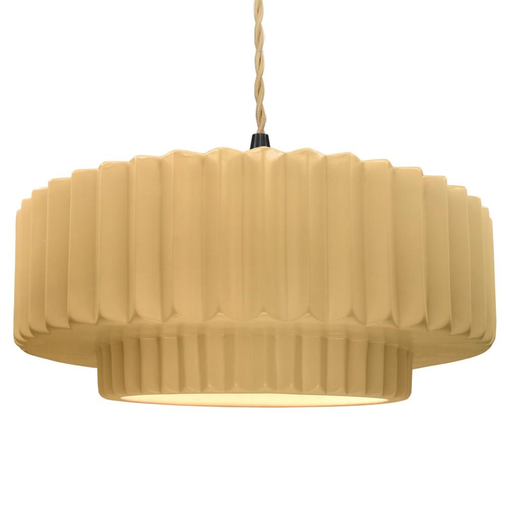 Justice Design Group RADIANCE CER-6555-MYLW-MBLK-BEIG-TWST Pendant - Muted Yellow