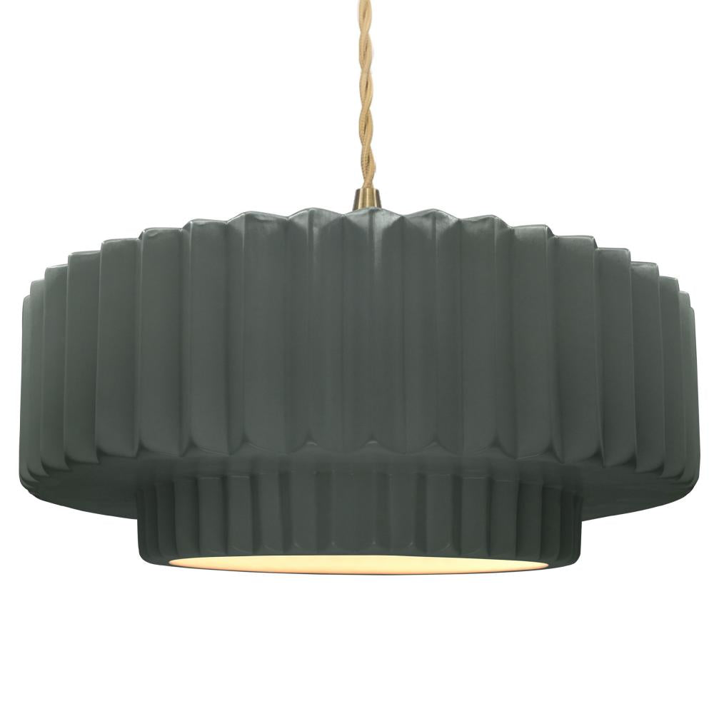 Justice Design Group RADIANCE CER-6555-PWGN-BRSS-BEIG-TWST Pendant - Pewter Green