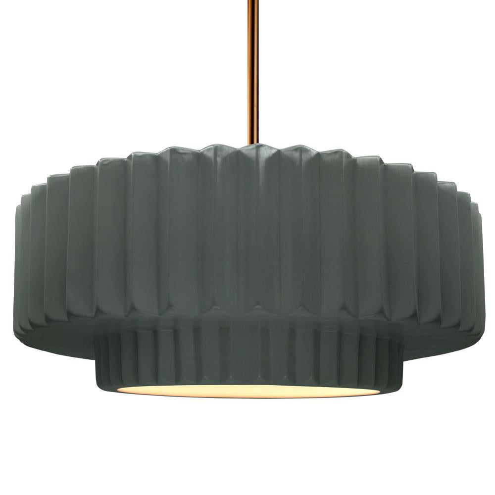 Justice Design Group RADIANCE CER-6555-PWGN-BRSS-RIGID Pendant - Pewter Green