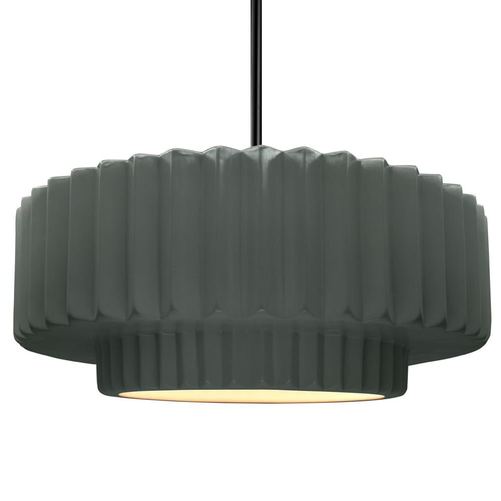 Justice Design Group RADIANCE CER-6555-PWGN-MBLK-RIGID Pendant - Pewter Green