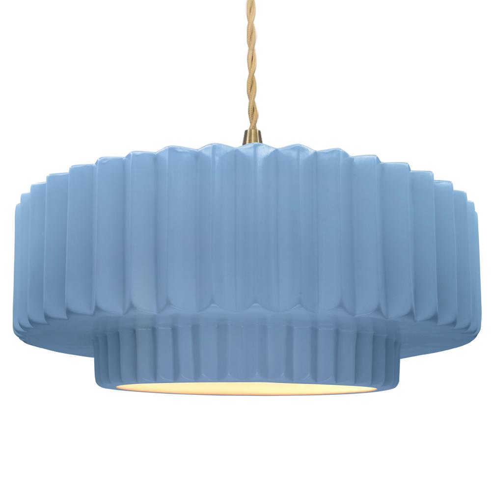 Justice Design Group RADIANCE CER-6555-SKBL-BRSS-BEIG-TWST Pendant - Sky Blue