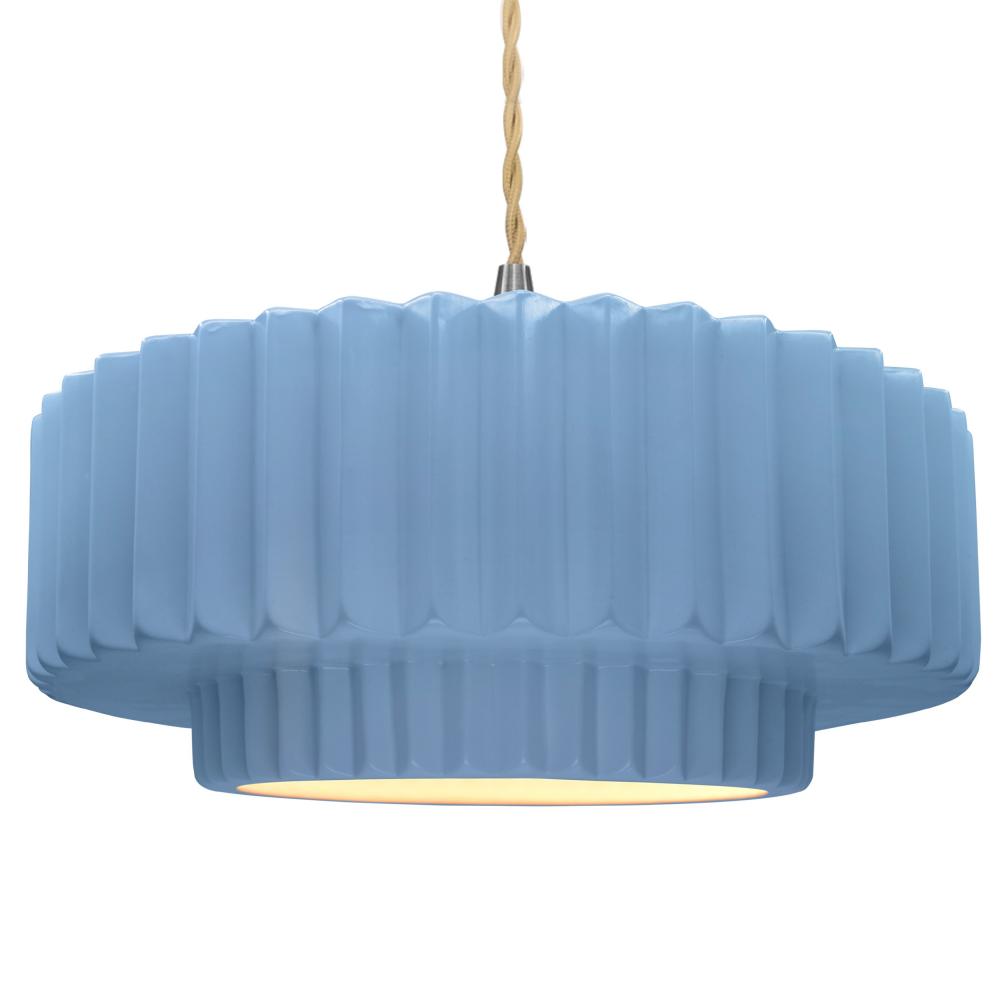 Justice Design Group RADIANCE CER-6555-SKBL-NCKL-BEIG-TWST Pendant - Sky Blue